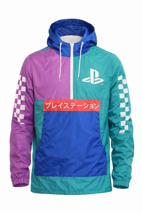Sony Other - Sony PlayStation Retro Colorblock Anorak Windbreaker Hoodie Jacket